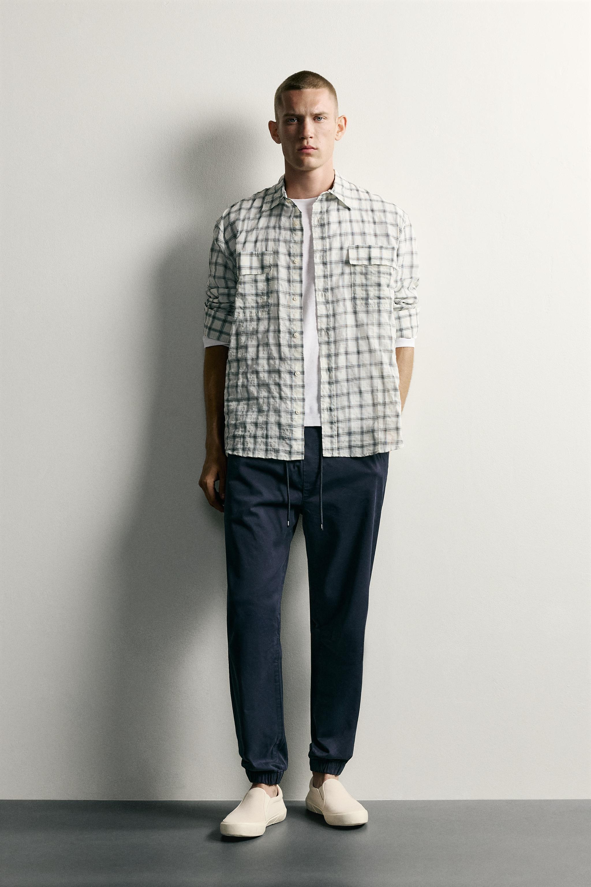 SLIM FIT JOGGER WAIST PANTS - Navy blue | ZARA Canada