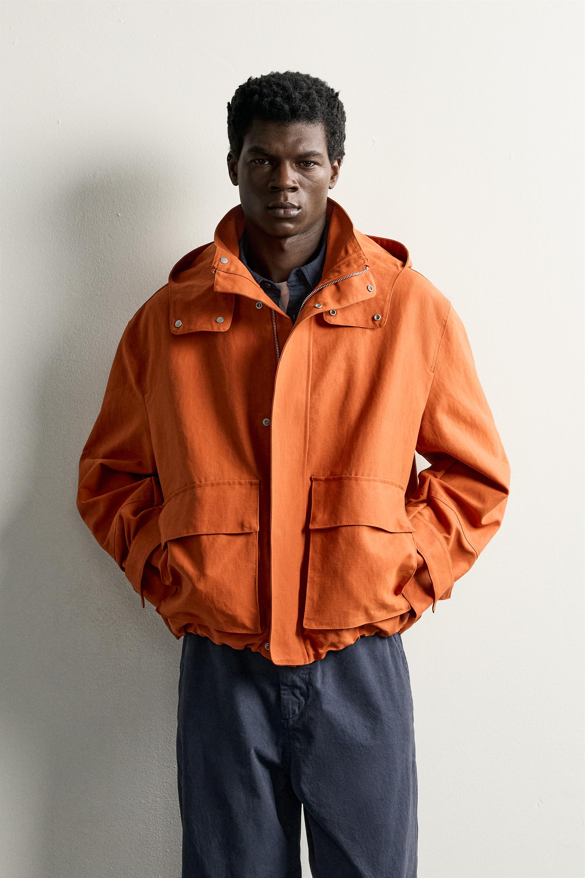 REGULAR FIT TECHNICAL JACKET — Orange