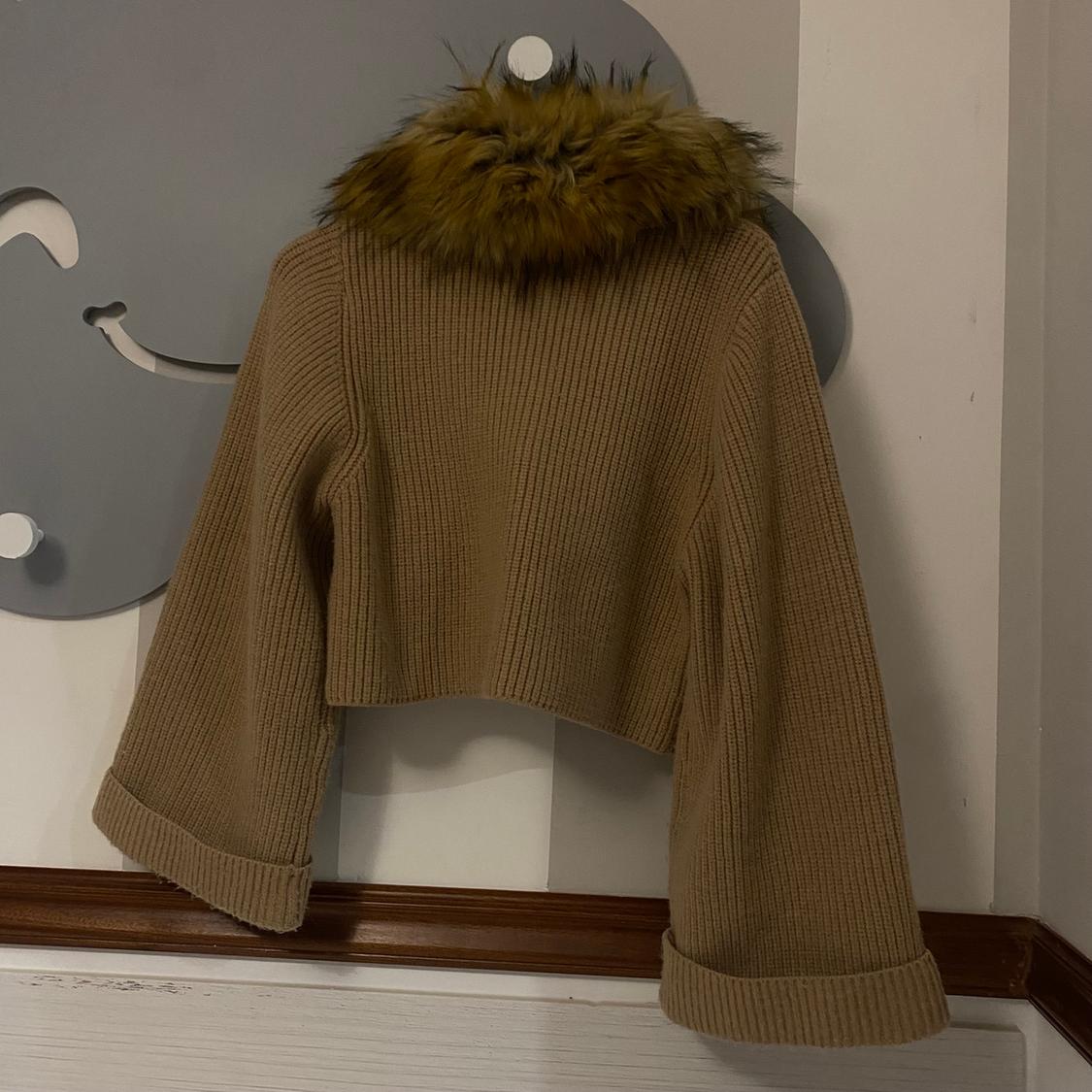 KNIT JACKET WITH FAUX FUR COLLAR - Image 2