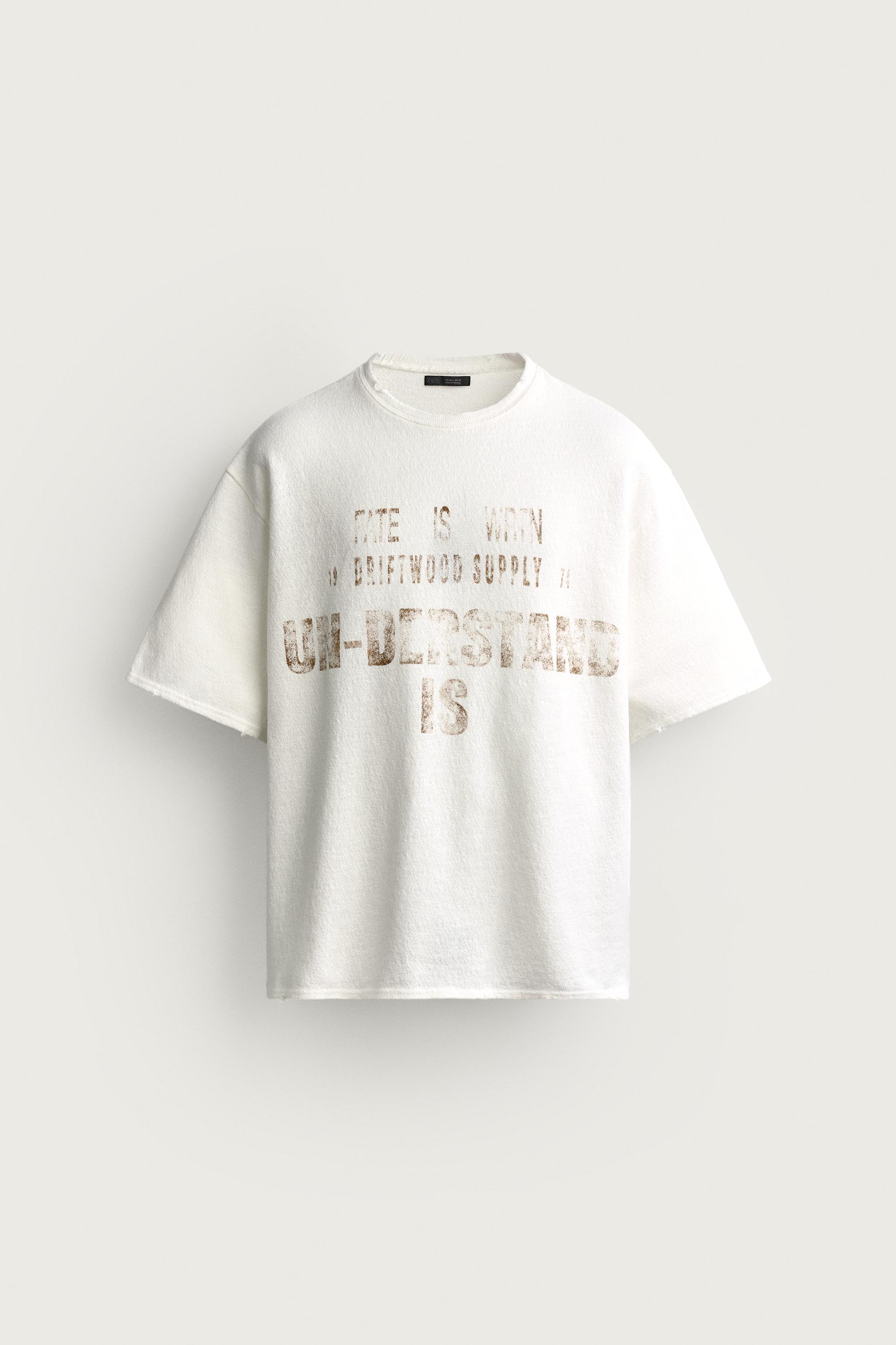 WASHED PRINTED KNIT T-SHIRT — White