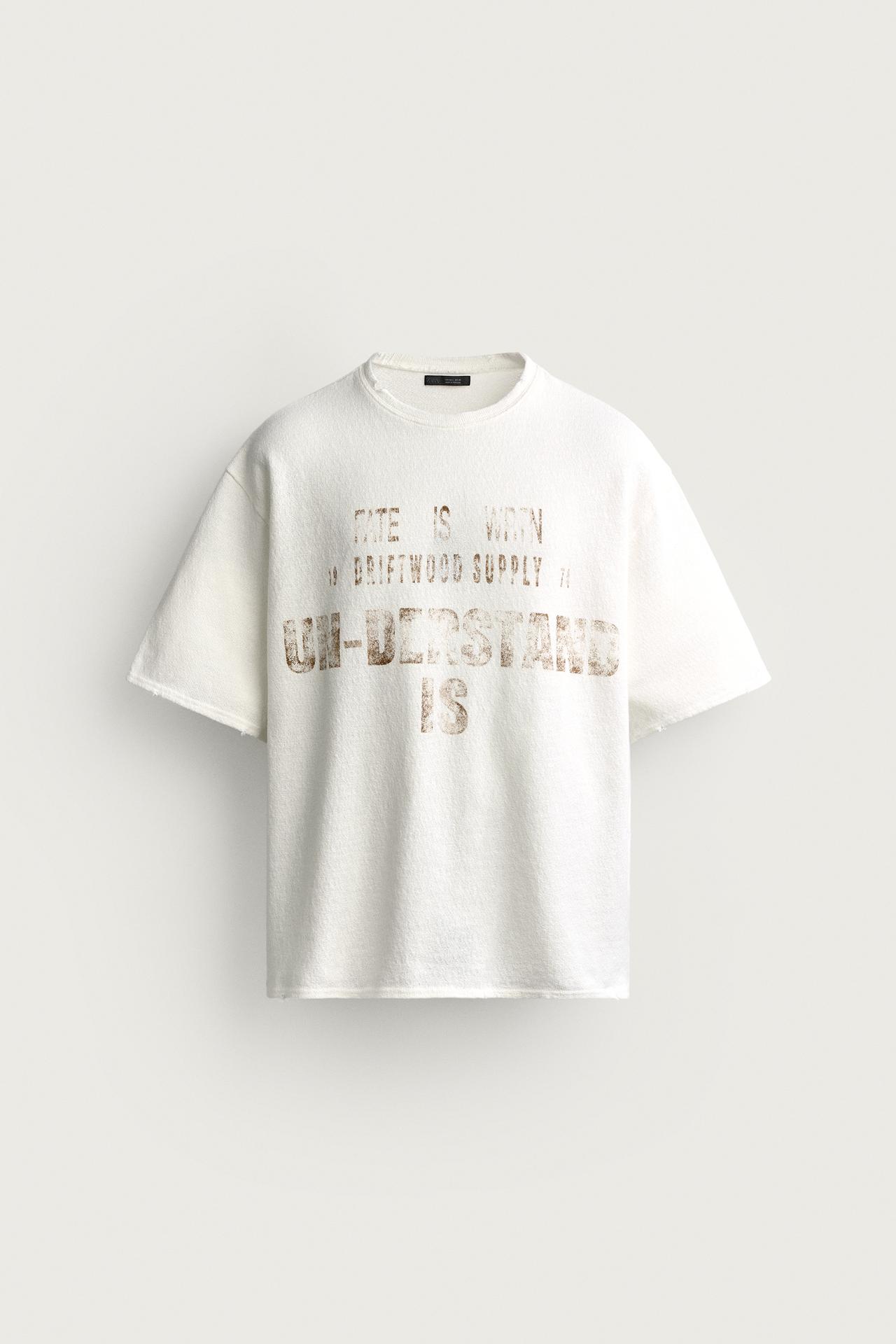 WASHED PRINTED KNIT T-SHIRT — White