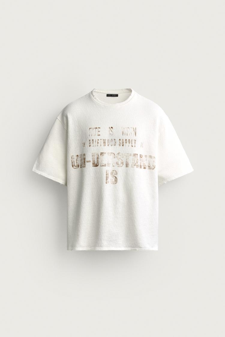 WASHED PRINT KNIT T-SHIRT