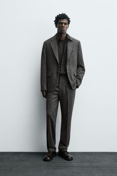 BLAZER DE TERNO COM ESTRUTURA E LÃ - Gris Antracita da Zara - Imagem 0