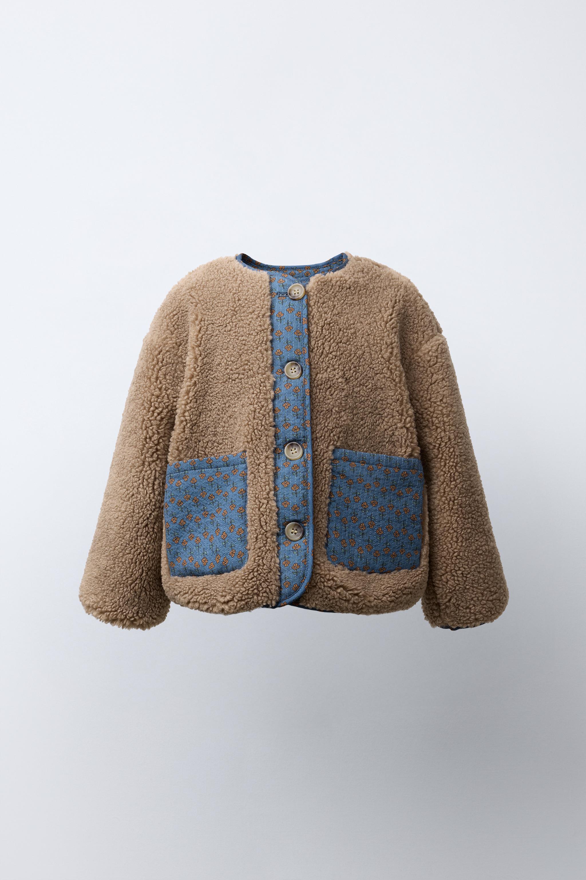 BLOUSON EFFET MOUTON PATCHWORK FLEURS