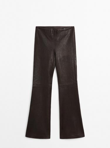 Pantalón legging piel napa - Marrón de Zara