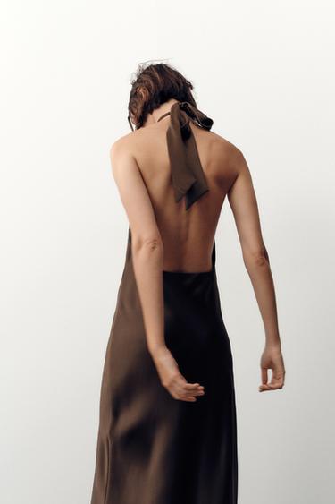 HALTER MIDI DRESS - Brown by Zara