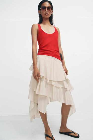 FINE KNIT SLEEVELESS TOP - Red by Zara