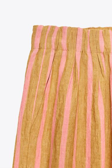 STRIPED LINEN BLEND TROUSERS ZW COLLECTION - striped by Zara - Image 7