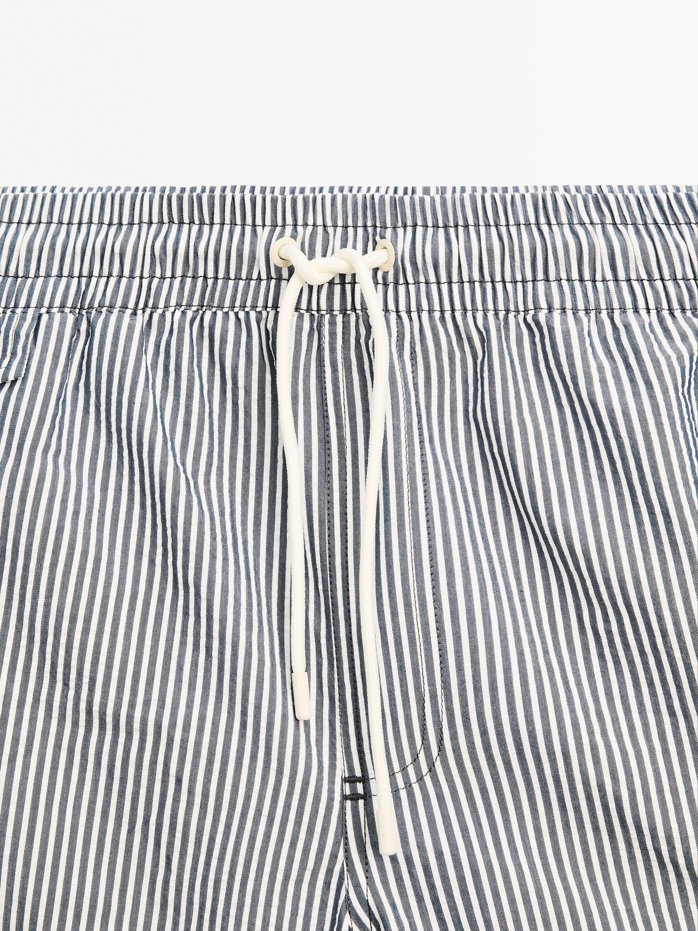 Striped seersucker swimming trunks
