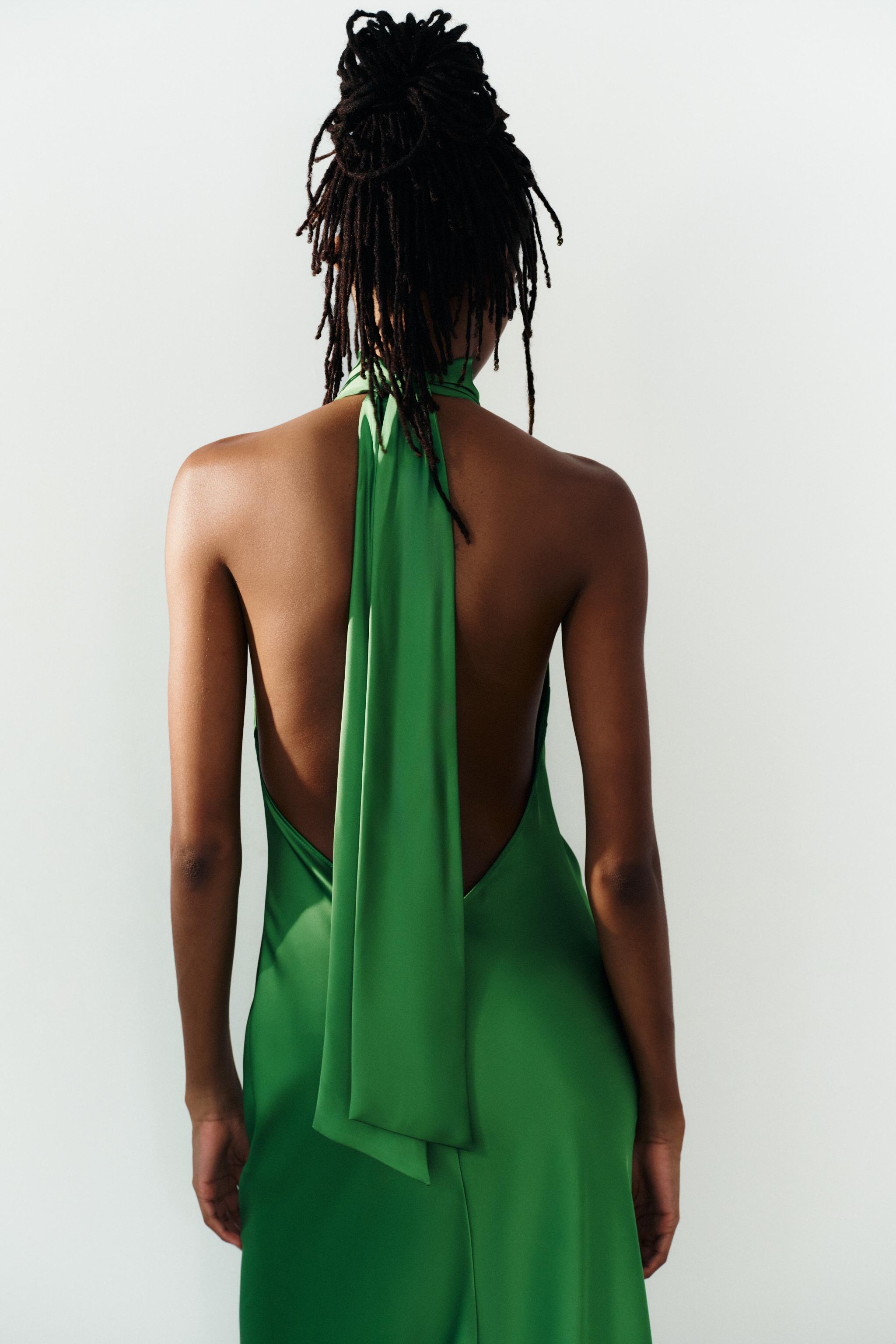 Женские платья Zara SATIN TIE-DETAIL MAXI DRESS — фото 5