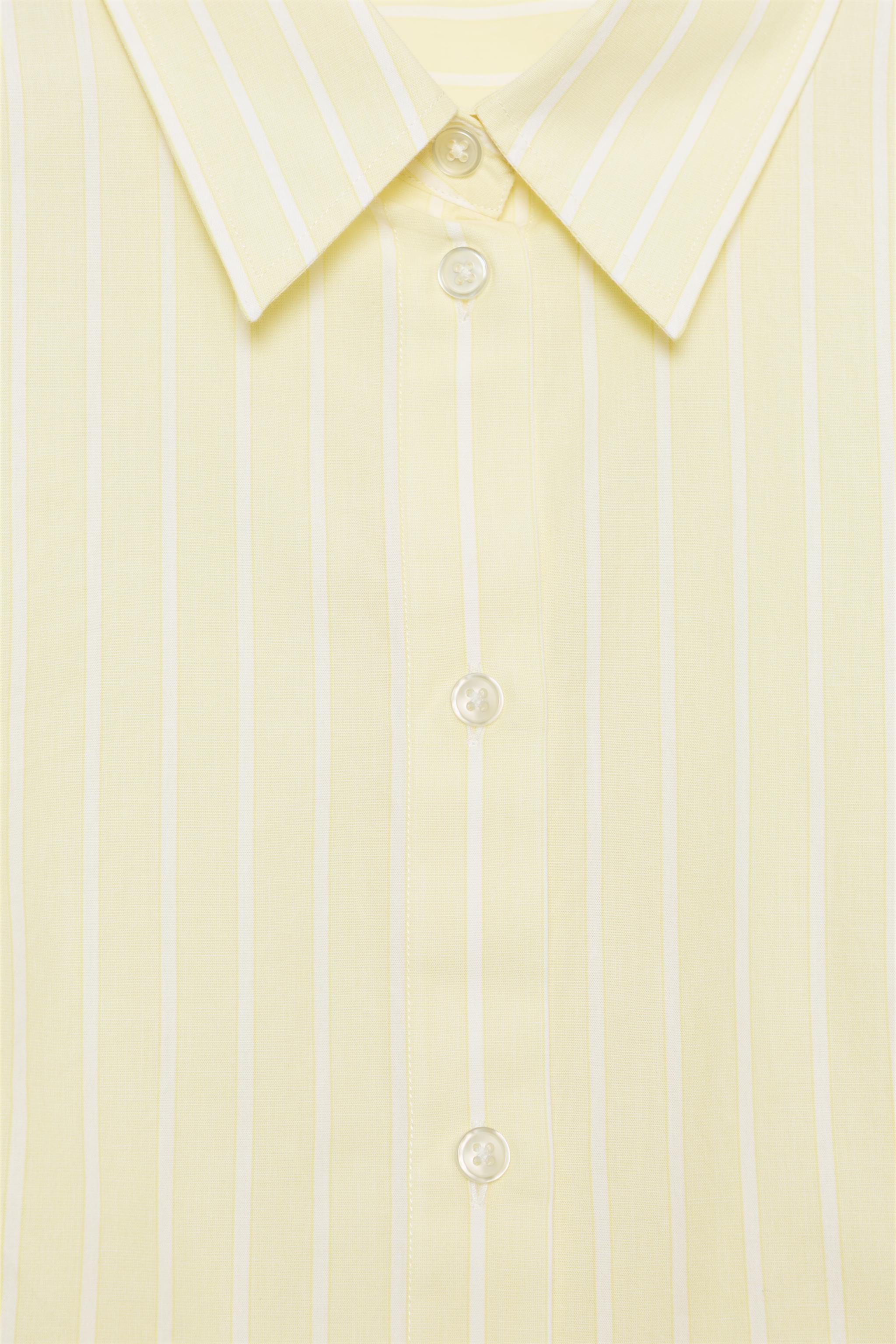 Zara Çizgili Crop Poplin Gömlek görsel 7