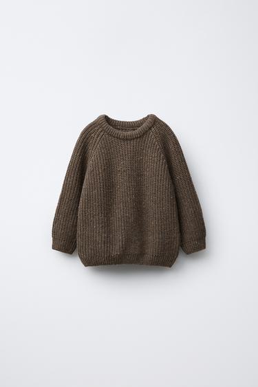 CHUNKY KNIT SWEATER WITH ELBOW PATCHES - Green marl by Zara