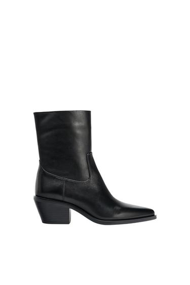 LEATHER COWBOY ANKLE BOOTS