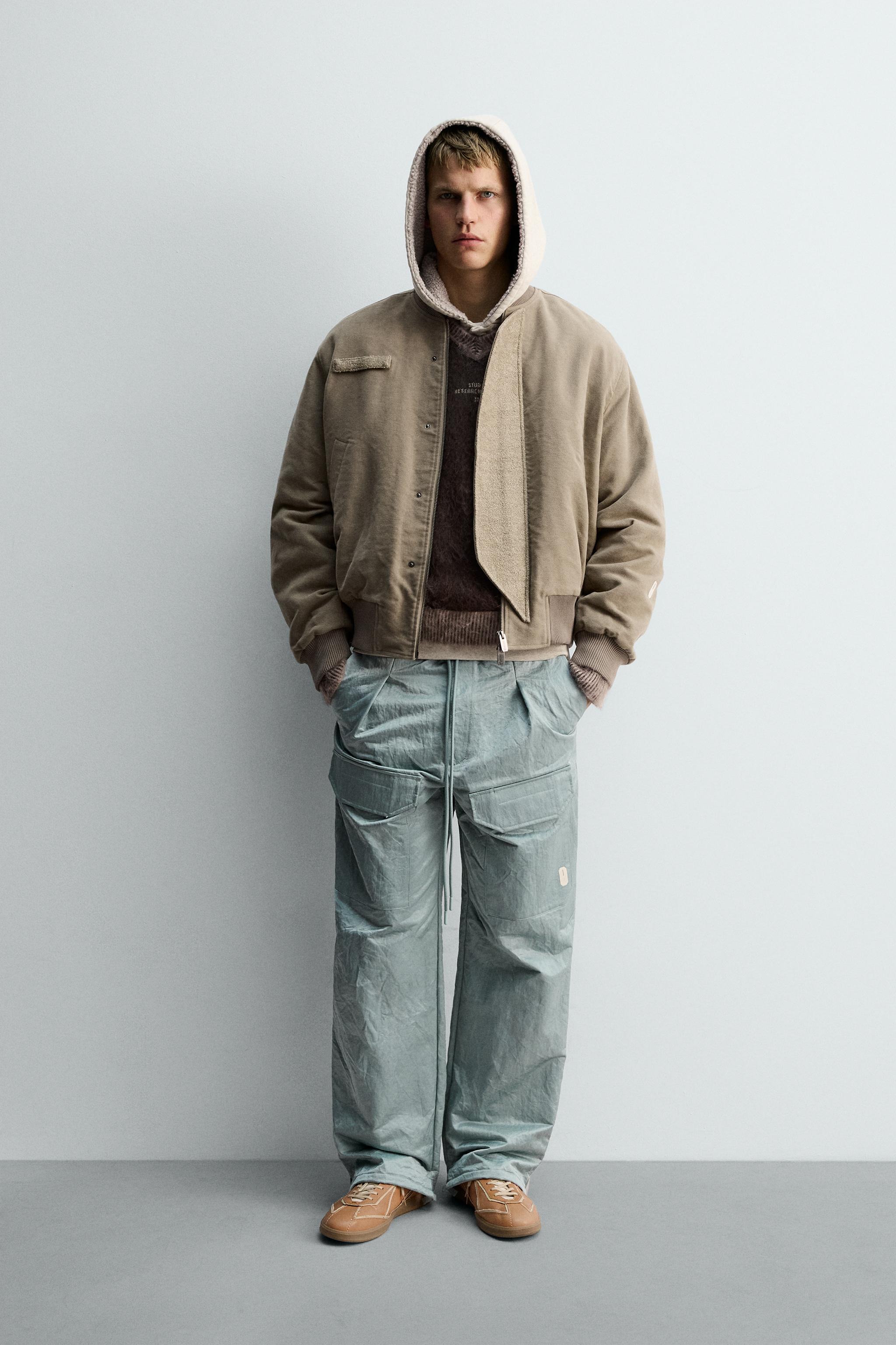 新品　ZARA テクスチャー ボンバージャケット　M zara クロップドナイロン ボンバージャケット - メルカリ