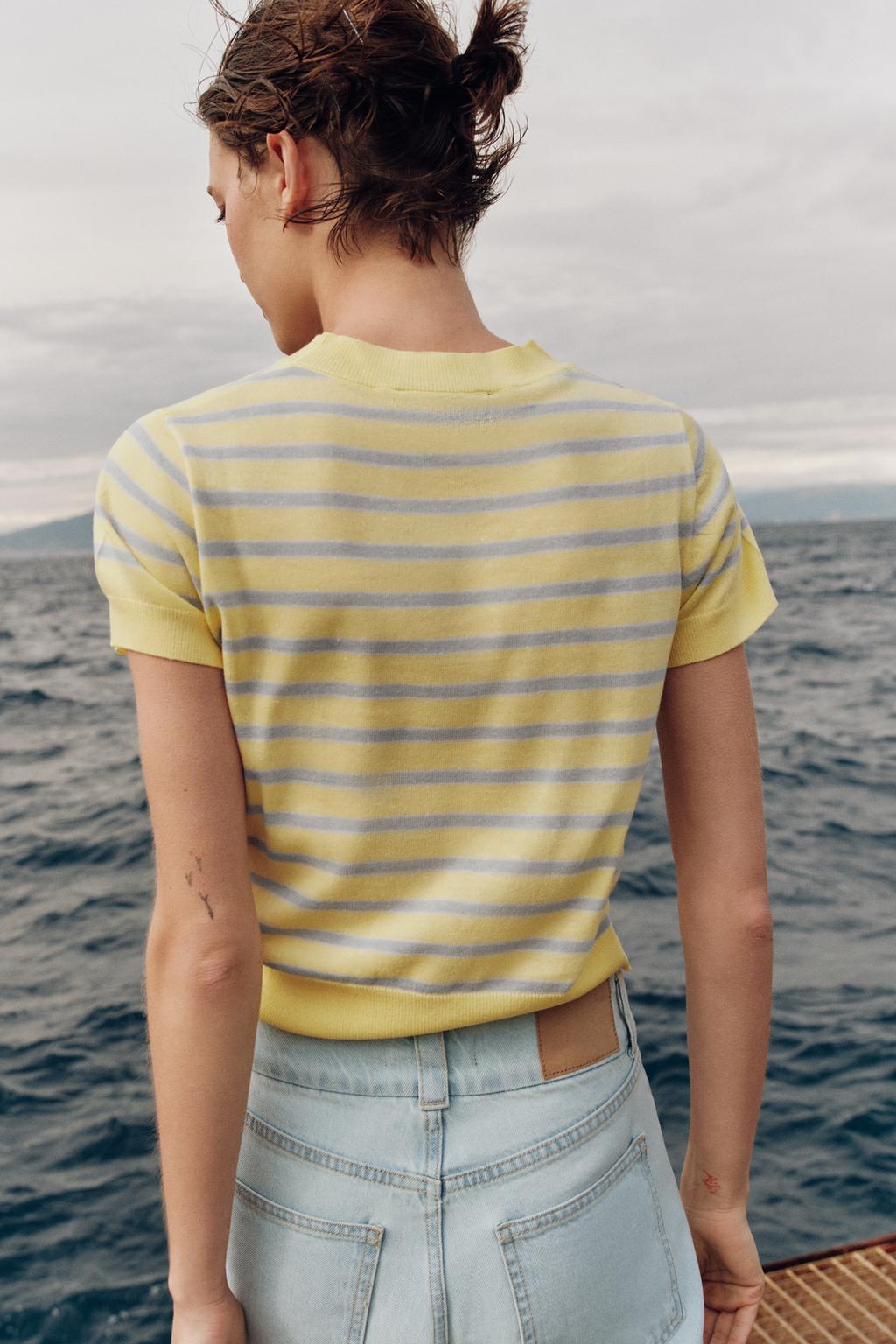 STRIPED SHORT SLEEVE KNIT SWEATER - image 2