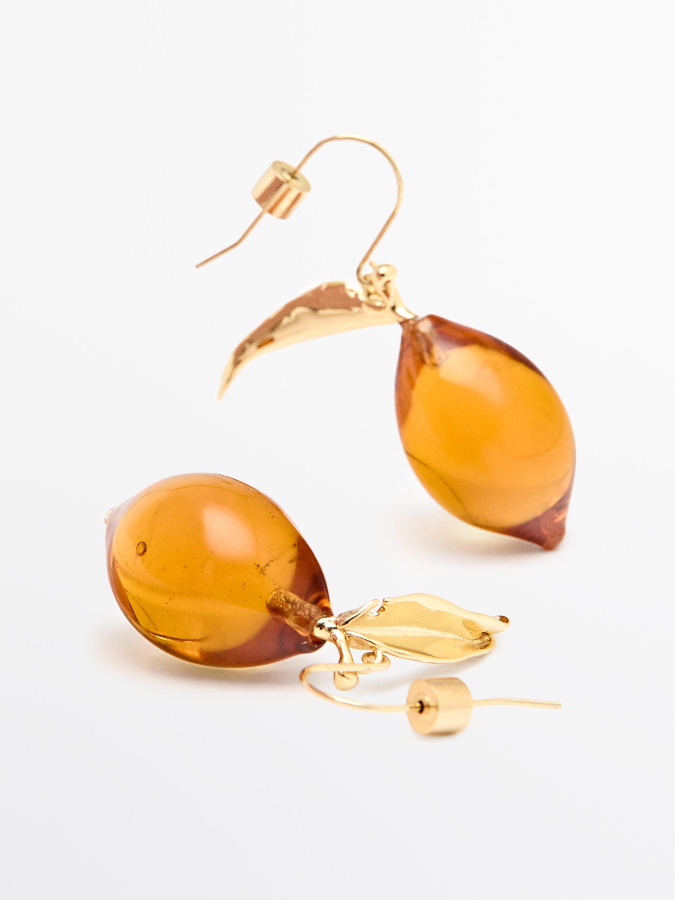 Mini glass lemon earrings
