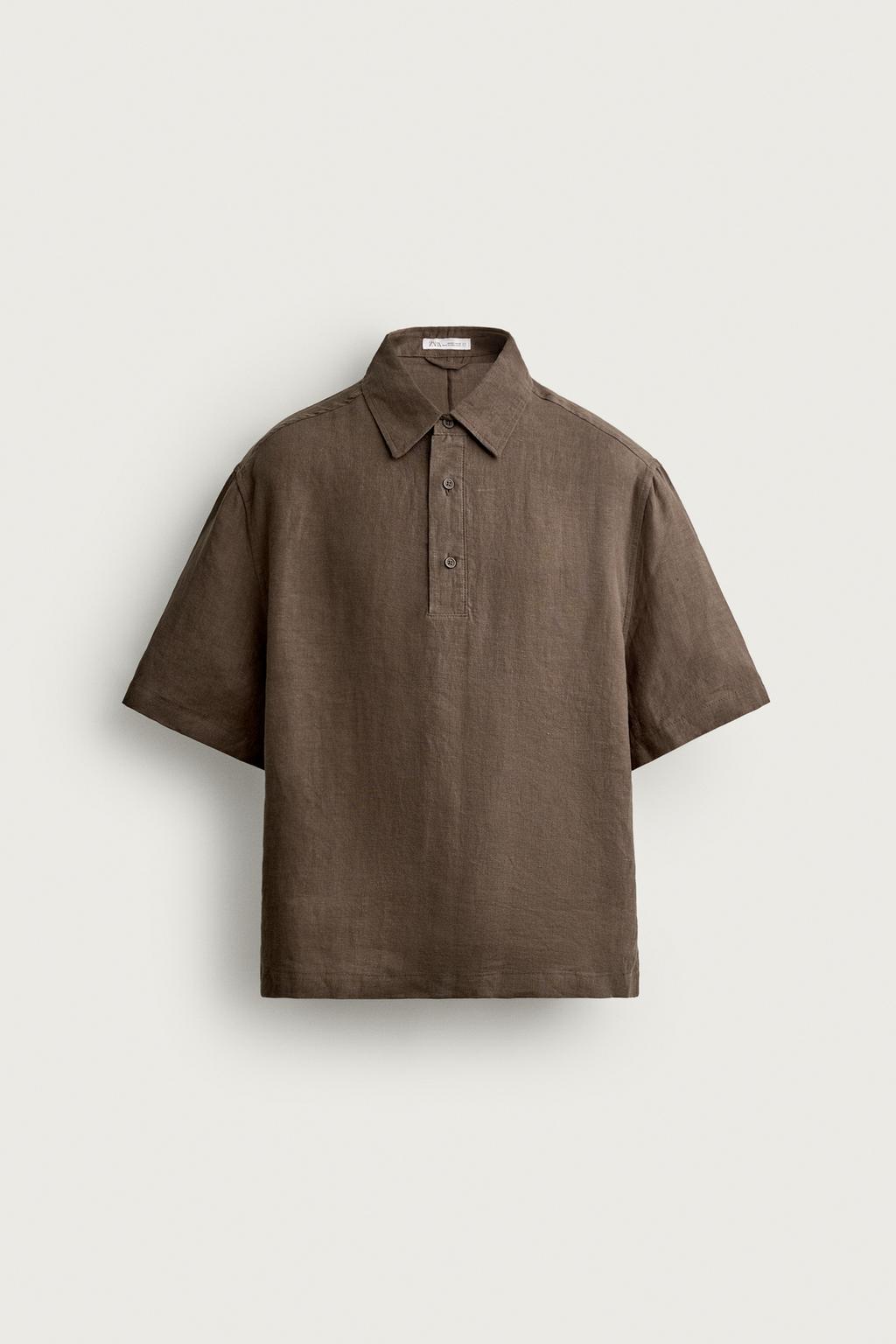 BOXY FIT 100% LINEN POLO SHIRT