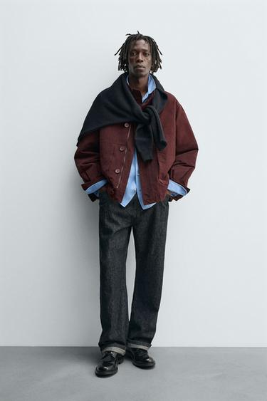 BOXY FIT POCKET JACKET - Burgundy by Zara