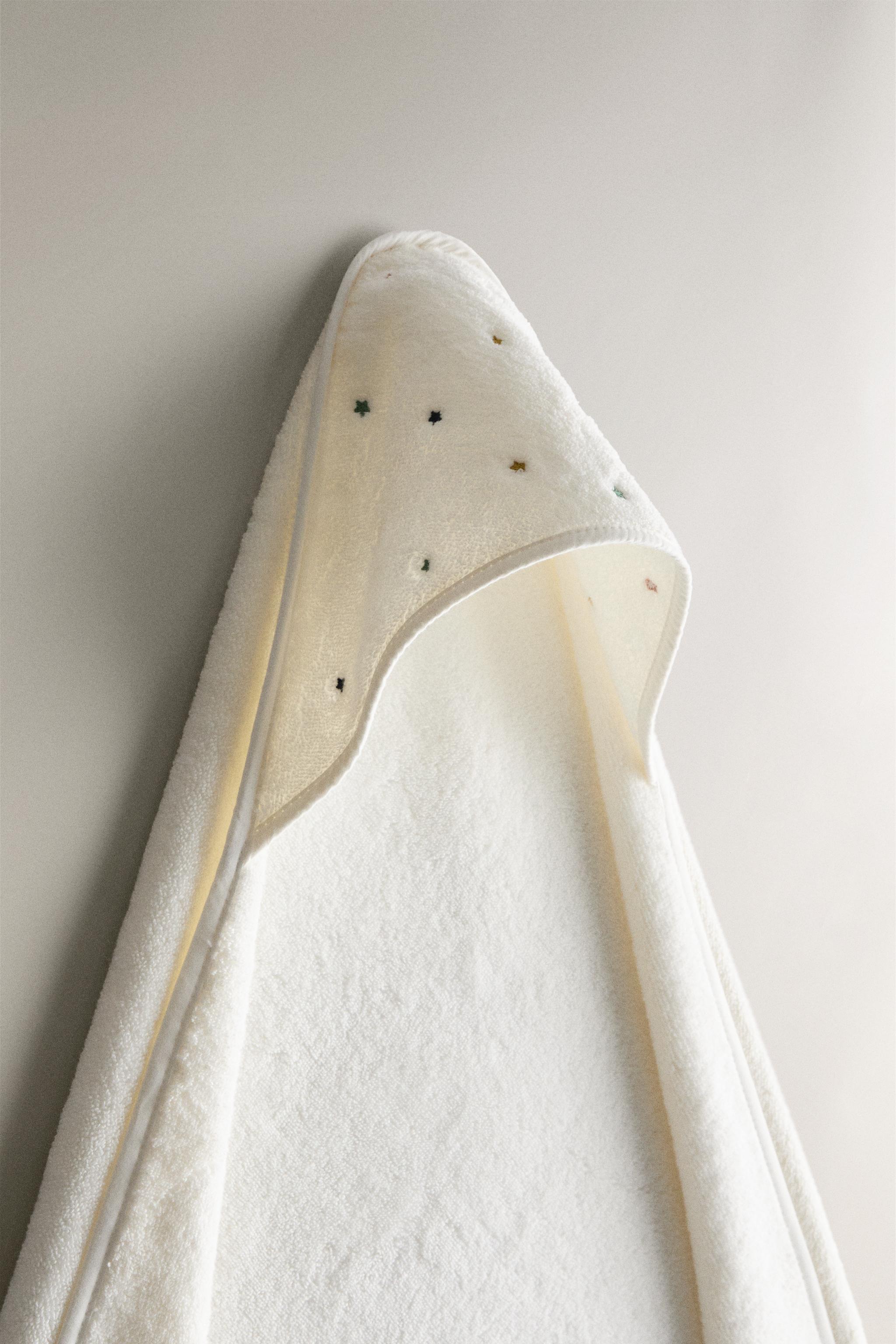 STARS HOODED BABY TOWEL Oyster white ZARA Ireland