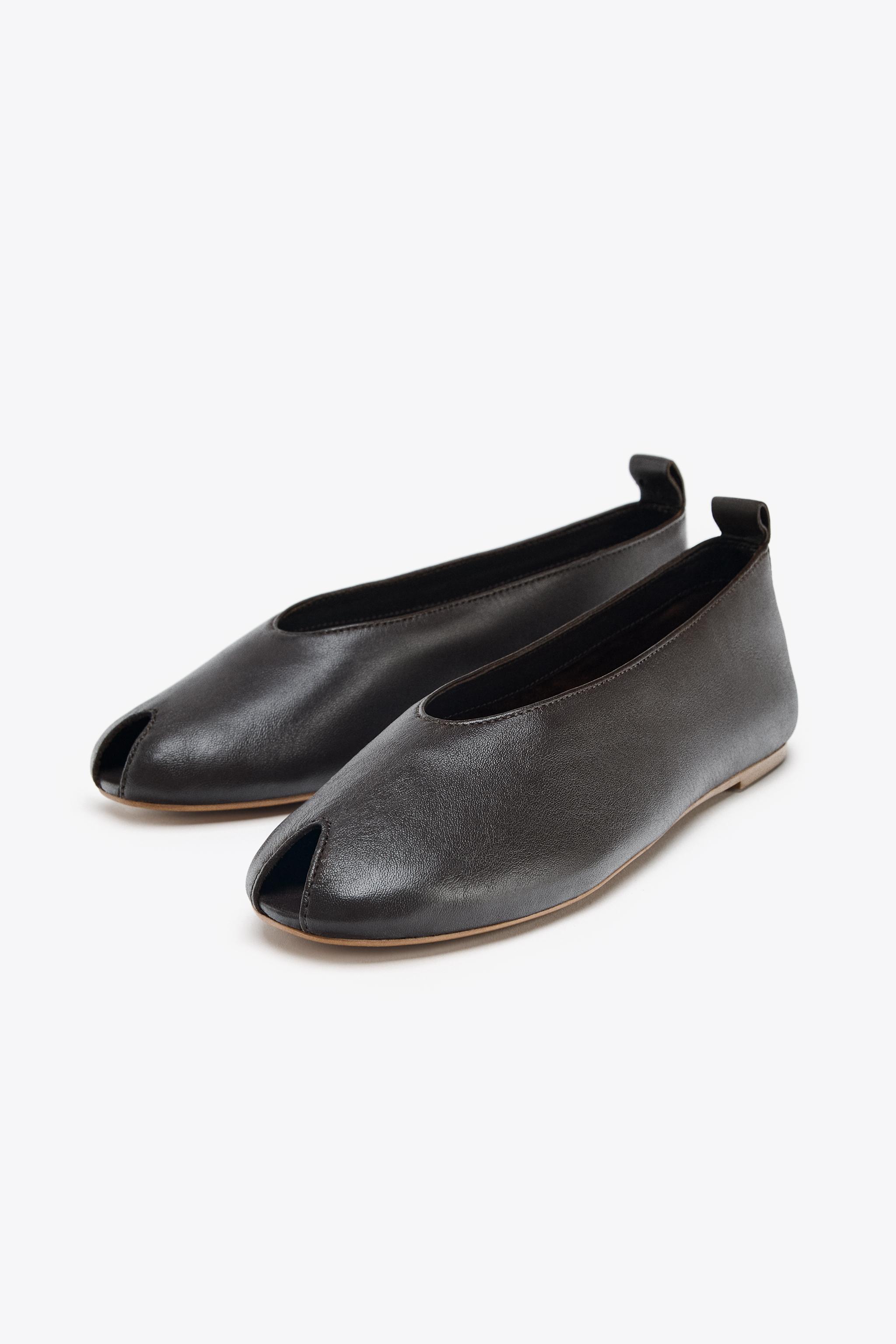 レザーバレリーナ オープニング入りレザーバレリーナ - ブラウン | ZARA Japan / 日本