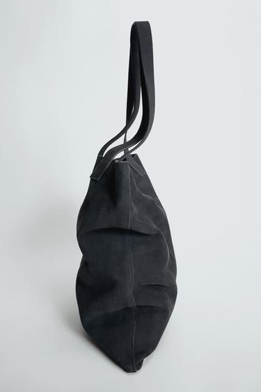 LEATHER TOTE BAG - Blue by Zara