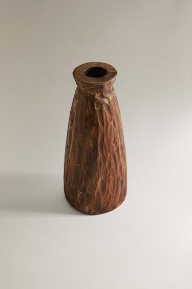 VASE DÉCORATIF EN BOIS - Kaki de Zara - Image 1