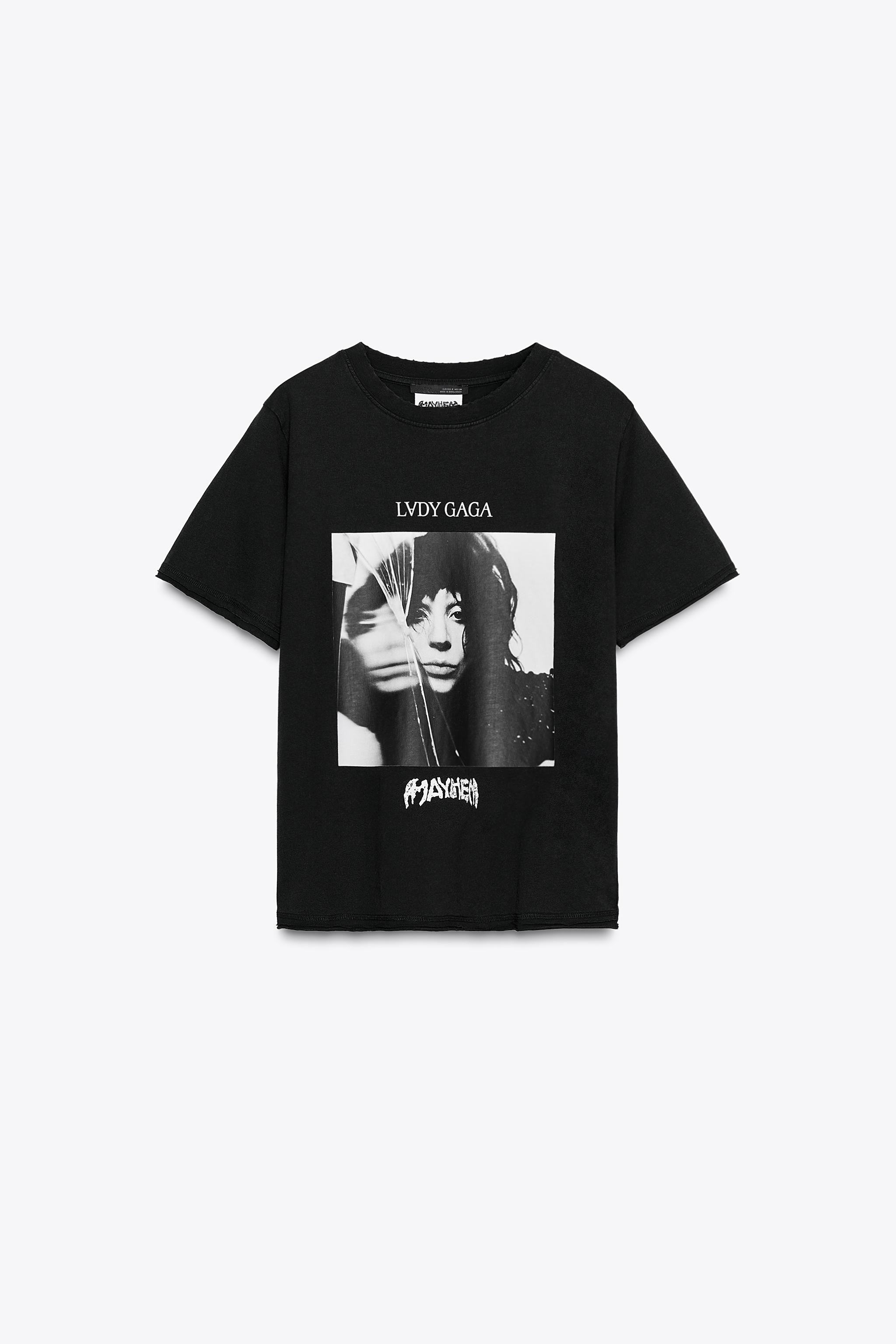 レディー・ガガ Beautiful,Dirty,Rich Tシャツ LADY GAGA ウォッシュド Tシャツ - ブラック | ZARA Japan / 日本