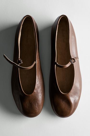 Zara Soft leather ballerinas - Hazelnut Brown - Image 0