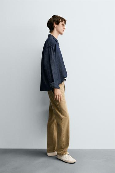 CHEMISE EN DENIM COTON ET LIN - Bleu moyen de Zara - Image 3