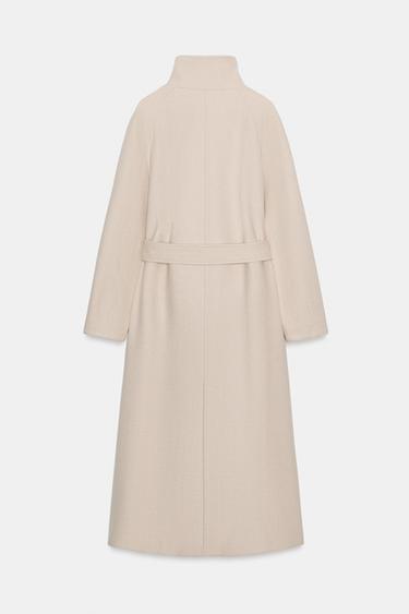 MANTEAU LONG AVEC LAINE COL MONTANT - Beige de Zara - Image 9