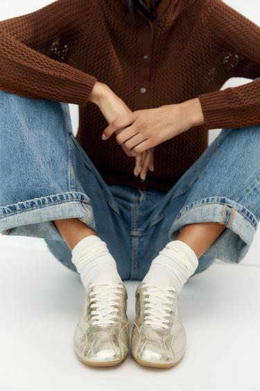 Zara METALLIC EFFECT SNEAKERS - Gold