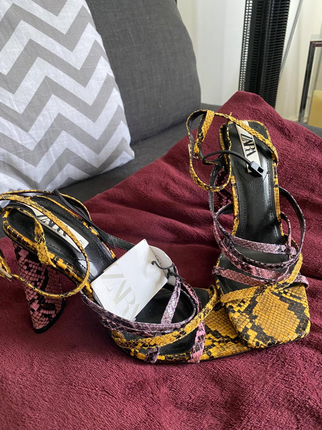 ANIMAL PRINT MULTI-STRAP HIGH HEEL SANDALS TRF