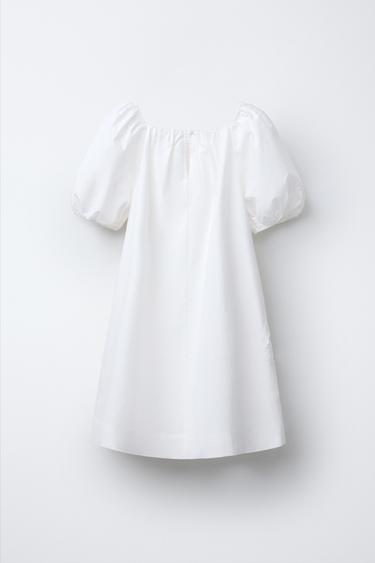 ROBE EN POPELINE À FLEURS - Blanc de Zara - Image 1