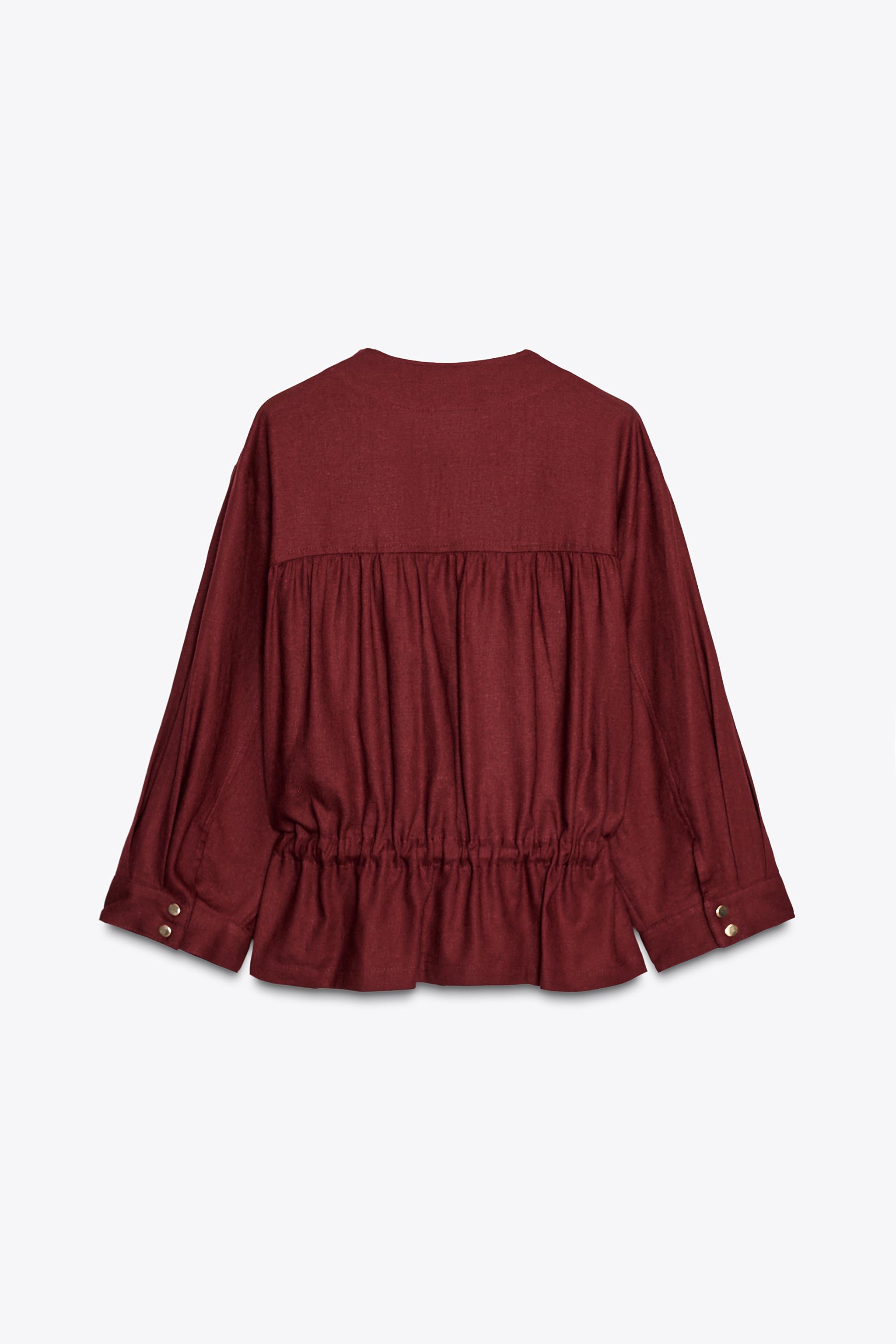 ☆ドイツ発*ZARA*新作*リネンサファリジャケット/BURGUNDY☆ 07994724681-e2.jpg?ts=