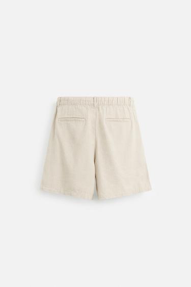 BERMUDA EN COTON ET LIN - Beige clair de Zara - Image 6