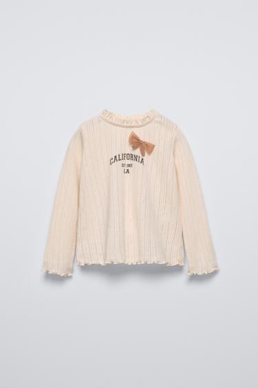 CAMISETA POINTELLE PUNTILLA LAZO - Crudo de Zara