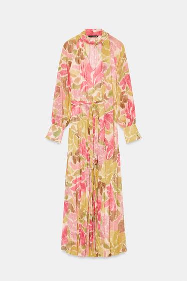 ROBE IMPRIMÉE FLEURIE AVEC CEINTURE À NŒUD - Multicolore de Zara - Image 7