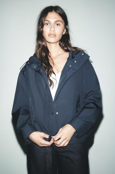 Zara HOODIE JACKET - Navy blue