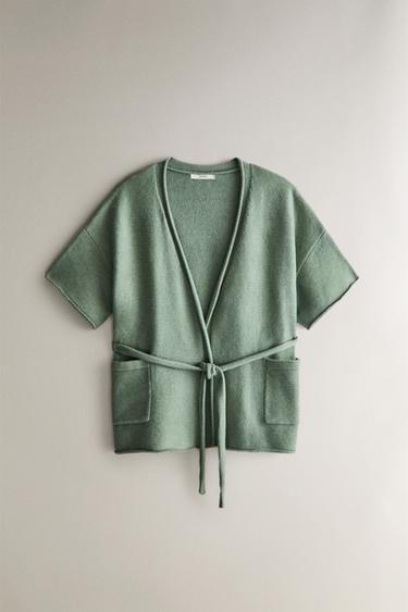 KNIT CARDIGAN - Green by Zara