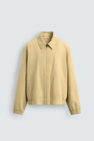 Zara 棉質天絲棉標準版型夾克 - 淺黃色