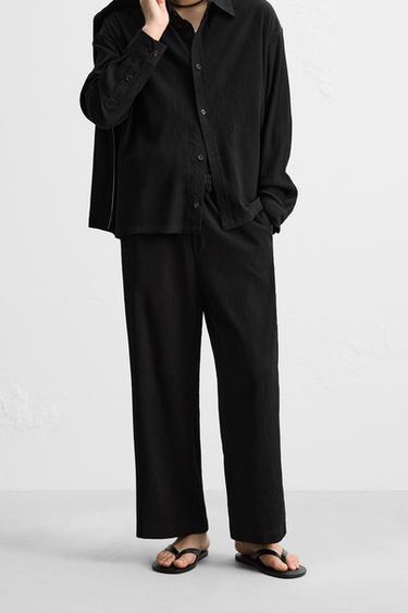 FLOWING WRINKLED-EFFECT TROUSERS - Black by Zara