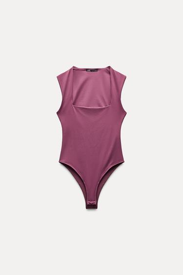 BODY POLIAMIDA ESCOTE CUADRADO - Malva oscuro de Zara