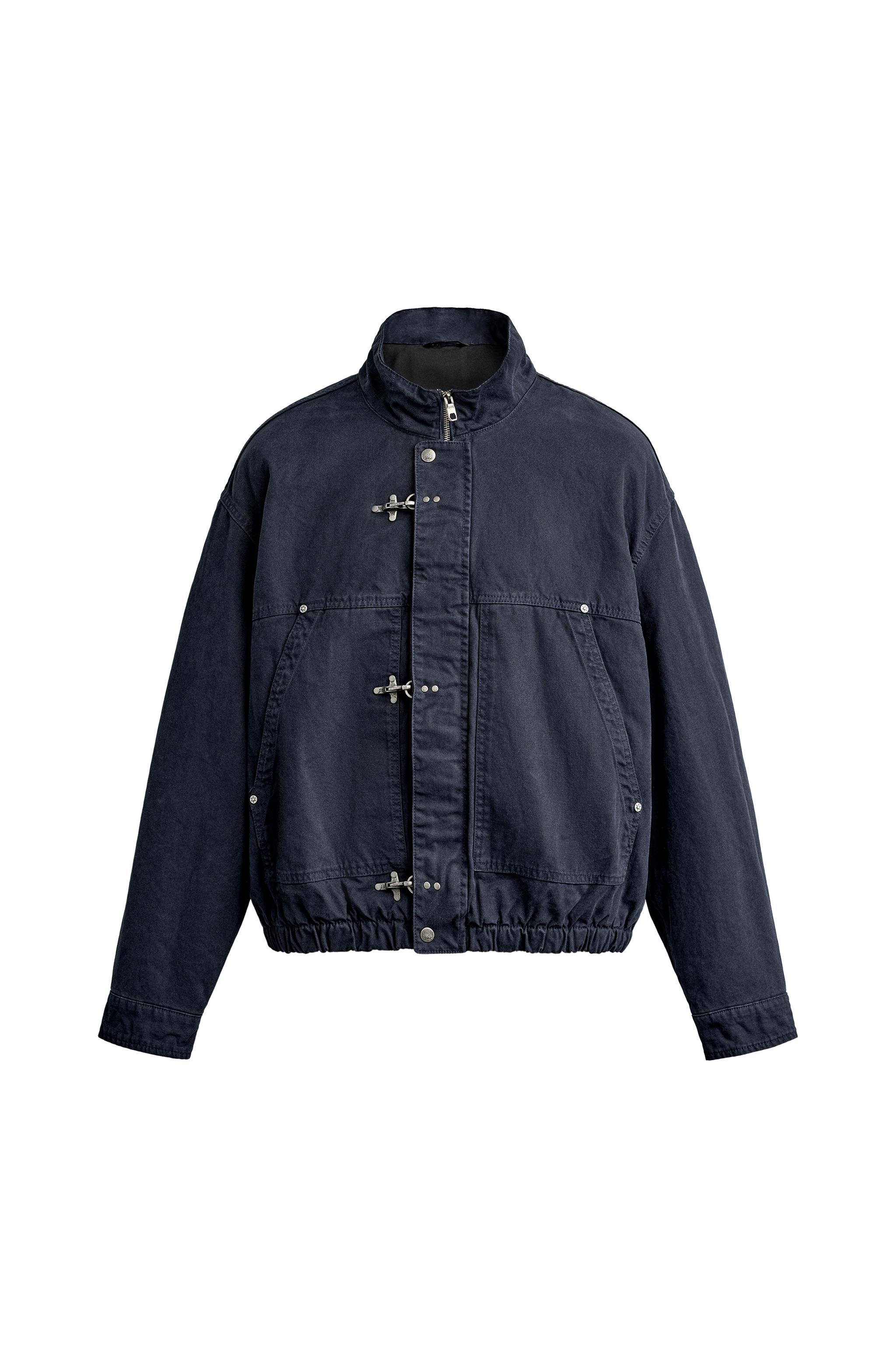 ブルゾン BEAMS SSZ AH.H NYPD jacket XL navy RELAXED-FIT METAL FROG FASTENING JACKET - Navy blue | ZARA United