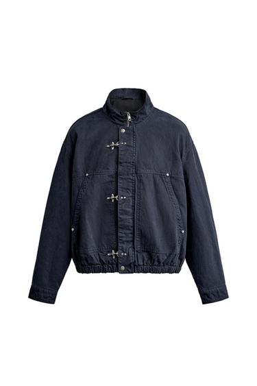 メタル製トグルボタン リラックスフィットジャケットネイビーブルーZaraのメタル製トグルボタン リラックスフィットジャケット - ネイビーブルー 
