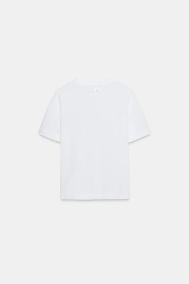 LABEL SHORT SLEEVE T-SHIRT - White by Zara - Image 4
