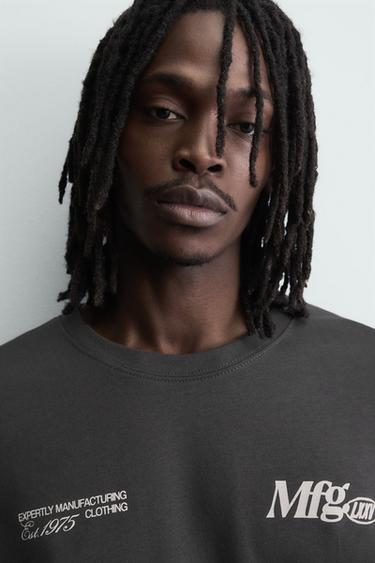 T-SHIRT À INSCRIPTION IMPRIMÉE - Anthracite foncé de Zara - Image 4