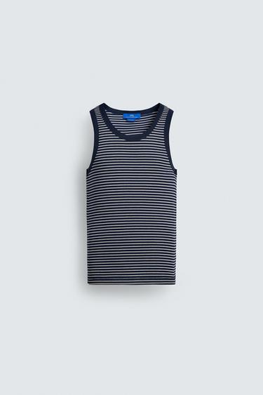 STRIPED JACQUARD TANK TOP X AARON LEVINE - Blue/White by Zara