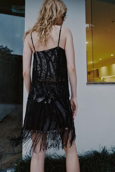 TOP FRANGES ET PAILLETTES - Noir de Zara - Image 4