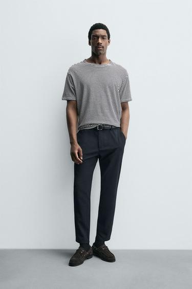 SLIM FIT COMFORT TROUSERS - Navy blue by Zara