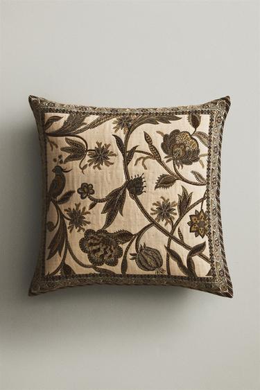 Zara JACQUARD THROW PILLOW COVER - Green / Blue